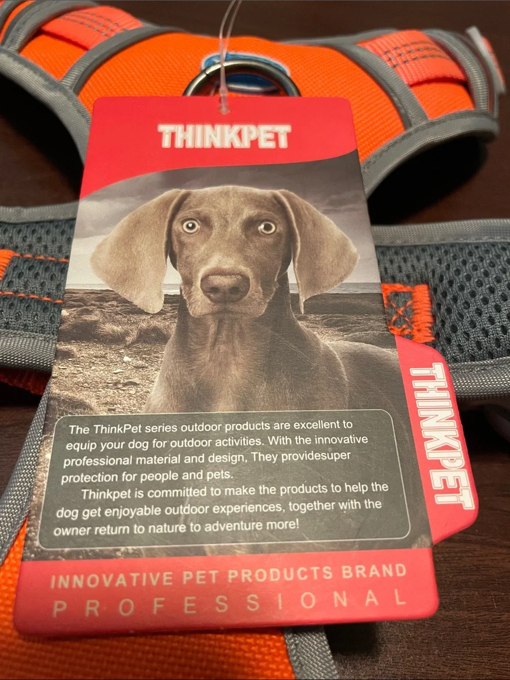 THINKPET No-Pull Dog Harness size M Orange Gray